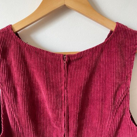 ModCloth Utmost Allure Corduroy Ribbed A-Line Dress in Burgundy Sz 6 - Picture 7 of 9